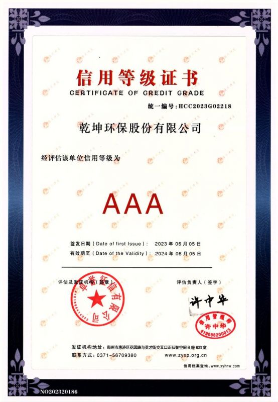 信用等級(jí)證書